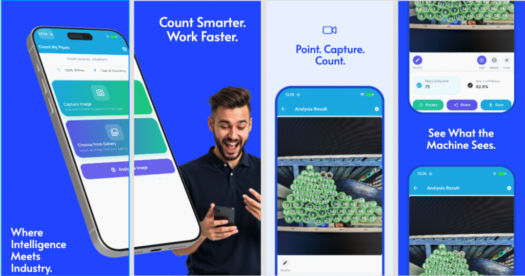 Count My Pipes AI-powered pipe counting app banner